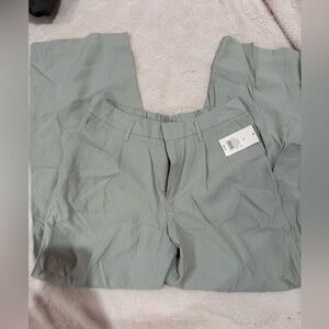 Relaxed Wide-Leg Trousers in Sage Green